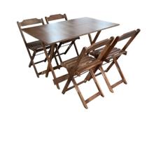 Conjunto Mesa Dobrável 1,20m com Tampo em MDF Ultra Plus e 4 Cadeiras Dobráveis