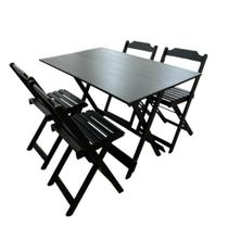 Conjunto Mesa Dobrável 1,20m com Tampo em MDF Ultra Plus e 4 Cadeiras Dobráveis Conjunto Mesa Dobrável 1,20m com Tampo em MDF Ultra Plus e 4 Cadeiras Dobráveis