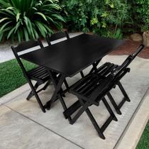 Conjunto Mesa Dobrável 120x70 MDF com 4 Cadeiras Imbuia
