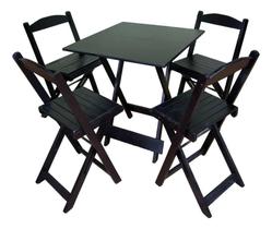 Conjunto Mesa Dobrável 70x70 Com 4 Cadeiras PRETO kit bar restaurante Conjunto Mesa Dobrável 70x70 Com 4 Cadeiras PRETO kit bar restaurante