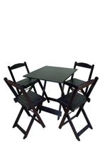Conjunto Mesa Dobrável 70x70 Com 4 Cadeiras Preto