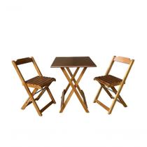 Conjunto Mesa Dobrável 70x70 Tampo Mdf E 02 Cadeiras Dobrável Retrátil Imbuia