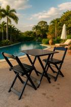 Conjunto Mesa Dobrável 70x70 Tampo MDF e 02 Cadeiras Dobrável Retrátil