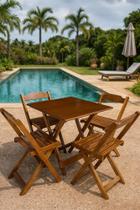 Conjunto Mesa Dobrável 70x70 Tampo MDF e 4 Cadeiras Dobrável Retrátil