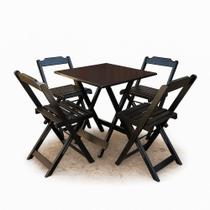 Conjunto Mesa Dobrável 70x70 Tampo Mdf E 4 Cadeiras Dobrável Retrátil Preto Conjunto Mesa Dobrável 70x70 Tampo Mdf E 4 Cadeiras Dobrável Retrátil Preto