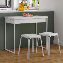 Conjunto Mesa Dobrável com 2 Banquetas Branco Carraro