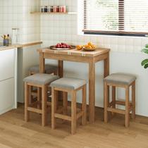 Conjunto Mesa Dobrável com 4 Bancos para Sala de Jantar Conjunto Mesa Dobrável com 4 Bancos para Sala de Jantar