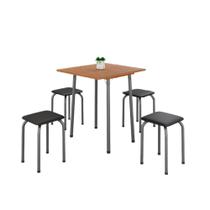 Conjunto Mesa Dobrável com 4 Banquetas Preto/Prata Cinamomo Soma Móveis