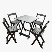 Conjunto Mesa Dobrável Com 4 Cadeiras Preto