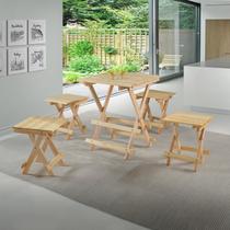 Conjunto Mesa Dobrável e 4 Banquetas Conjunto Mesa Dobrável e 4 Banquetas