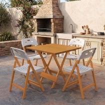 Conjunto Mesa Dobrável Elegance e 4 Cadeiras Tampo MDF Polipropileno Branco Mega Madeira Conjunto Mesa Dobrável Elegance e 4 Cadeiras Tampo MDF Polipropileno Branco Mega Madeira
