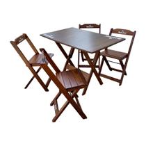 Conjunto Mesa Dobrável Madeira 110x70 com 4 Cadeiras Personalizada Hei Imbuia - Tarimatã