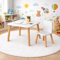 Conjunto Mesa e 1 Cadeiras Infantil Mesa Escolar para Criança Quarto e Brinquedoteca