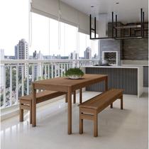 Conjunto Mesa e 2 Bancos em Madeira Maciça Ultron Conjunto Mesa e 2 Bancos em Madeira Maciça Ultron