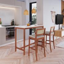 Conjunto Mesa e 2 Banquetas Bistrô Tiê CabeCasa MadeiraOriginals Marrom/Amêndoa/Off White Conjunto Mesa e 2 Banquetas Bistrô Tiê CabeCasa MadeiraOriginals Marrom/Amêndoa/Off White