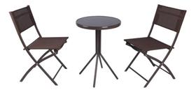 Conjunto Mesa E 2 Cadeiras Aco Vidro Jardim Varanda - Home Conjunto Mesa E 2 Cadeiras Aco Vidro Jardim Varanda - Home