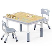 Conjunto Mesa e 2 Cadeiras Infantil Brelley Altura Ajustável Cinza Conjunto Mesa e 2 Cadeiras Infantil Brelley Altura Ajustável Cinza