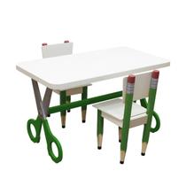 Conjunto Mesa e 2 Cadeiras Infantil Formato Lápis Tesoura