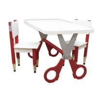 Conjunto Mesa e 2 Cadeiras Infantil Formato Lápis Tesoura