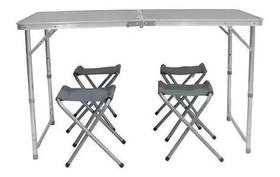 Conjunto Mesa E 4 Bancos Dobráveis Para Camping - Just Home