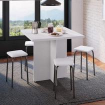 Conjunto Mesa e 4 Bancos Estofados Verona Branco/Preto Conjunto Mesa e 4 Bancos Estofados Verona Branco/Preto