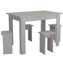 Conjunto Mesa e 4 Bancos Nova Mobile Branco Conjunto Mesa e 4 Bancos Nova Mobile Branco