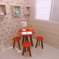 Conjunto Mesa e 4 Banquetas Colorido Suze