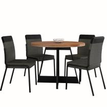 Conjunto Mesa e 4 Cadeiras Carraro Vercelli Acabamento em Aço Copa e Cozinha 76x100x100cm
