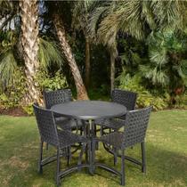 Conjunto Mesa e 4 Cadeiras de Alumínio para Jardim Varanda e Piscina Ripada Preto Conjunto Mesa e 4 Cadeiras de Alumínio para Jardim Varanda e Piscina Ripada Preto