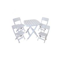 Conjunto Mesa E 4 Cadeiras Ripada Antares Branco Kit 03 Jogo