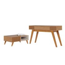 Conjunto Mesa e Aparador Roma Freijo Off White Matte Conjunto Mesa e Aparador Roma Freijo Off White Matte