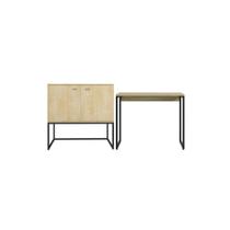 Conjunto Mesa e Armario Baixo Ravi Natura Preto