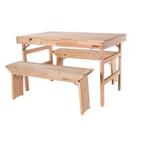 Conjunto Mesa e Bancos Tramontina Dobráveis Naturalle em Madeira Pinus Natural 130 cm