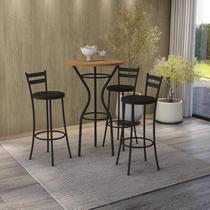 Conjunto Mesa e Banquetas CM1029 da Kappesberg - Preto Fosco