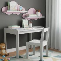 Conjunto Mesa e Cadeira Infantil com 2 Prateleiras Nuvem Branco/Rosa Conjunto Mesa e Cadeira Infantil com 2 Prateleiras Nuvem Branco/Rosa