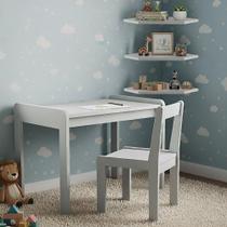 Conjunto Mesa e Cadeira Infantil com 3 Prateleiras de Canto Branco Conjunto Mesa e Cadeira Infantil com 3 Prateleiras de Canto Branco