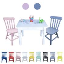 Conjunto Mesa e Cadeira Infantil Madeira Mesinha Resistente Para Atividades Educativa Menina Menino