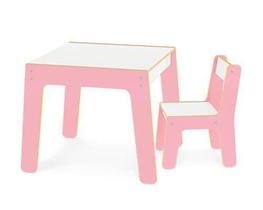 Conjunto Mesa e Cadeira Infantil - Rosa - Junges