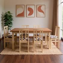 Conjunto Mesa e Cadeiras 6 Lugares Madeira Maciça Sala Jantar Cozinha Copa Compacta Kit Completo Conjunto Mesa e Cadeiras 6 Lugares Madeira Maciça Sala Jantar Cozinha Copa Compacta Kit Completo