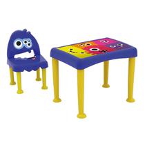 Conjunto Mesa e Cadeiras Infantil Lirous Azul com Adesivo Estampado Tramontina