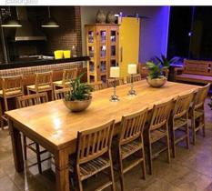 Conjunto Mesa e Cadeiras Rústicas Made Wood com 12 Cadeiras