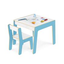 Conjunto Mesa e Cadeirinha Infantil em Madeira Junges Azul