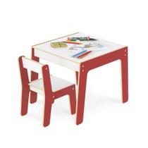 Conjunto Mesa e Cadeirinha Infantil Madeira Junges Vermelha