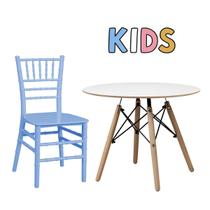 Conjunto Mesa Eames 60cm + Cadeira Tiffany Infantil Espaço Kids Quarto Brinquedoteca - La Mobilia