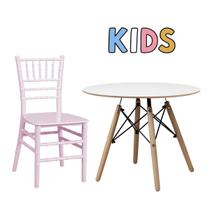 Conjunto Mesa Eames 60cm + Cadeira Tiffany Infantil Espaço Kids Quarto Brinquedoteca - La Mobilia