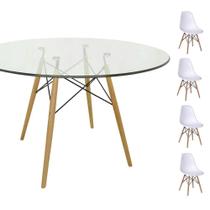 Conjunto Mesa Eames 90cm + 4 Cadeiras Branca Conjunto Mesa Eames 90cm + 4 Cadeiras Branca