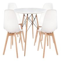 Conjunto Mesa Eames 90cm + 4 Cadeiras Tulipa Sala De Jantar Branca - Garden Life