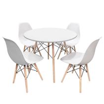Conjunto Mesa Eames Branca 110cm E 4 Cadeiras Eames Pp Branca