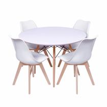 Conjunto mesa eames branca 110cm e 4 cadeiras saarinen pp branca wood