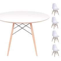 Conjunto Mesa Eames Branca 120cm + 4 Cadeiras Branca Conjunto Mesa Eames Branca 120cm + 4 Cadeiras Branca